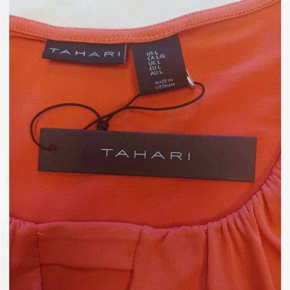 Tahari Sleeveless Orange Coral Keyhole Front Tank Top Size Large - Picture 5 of 8